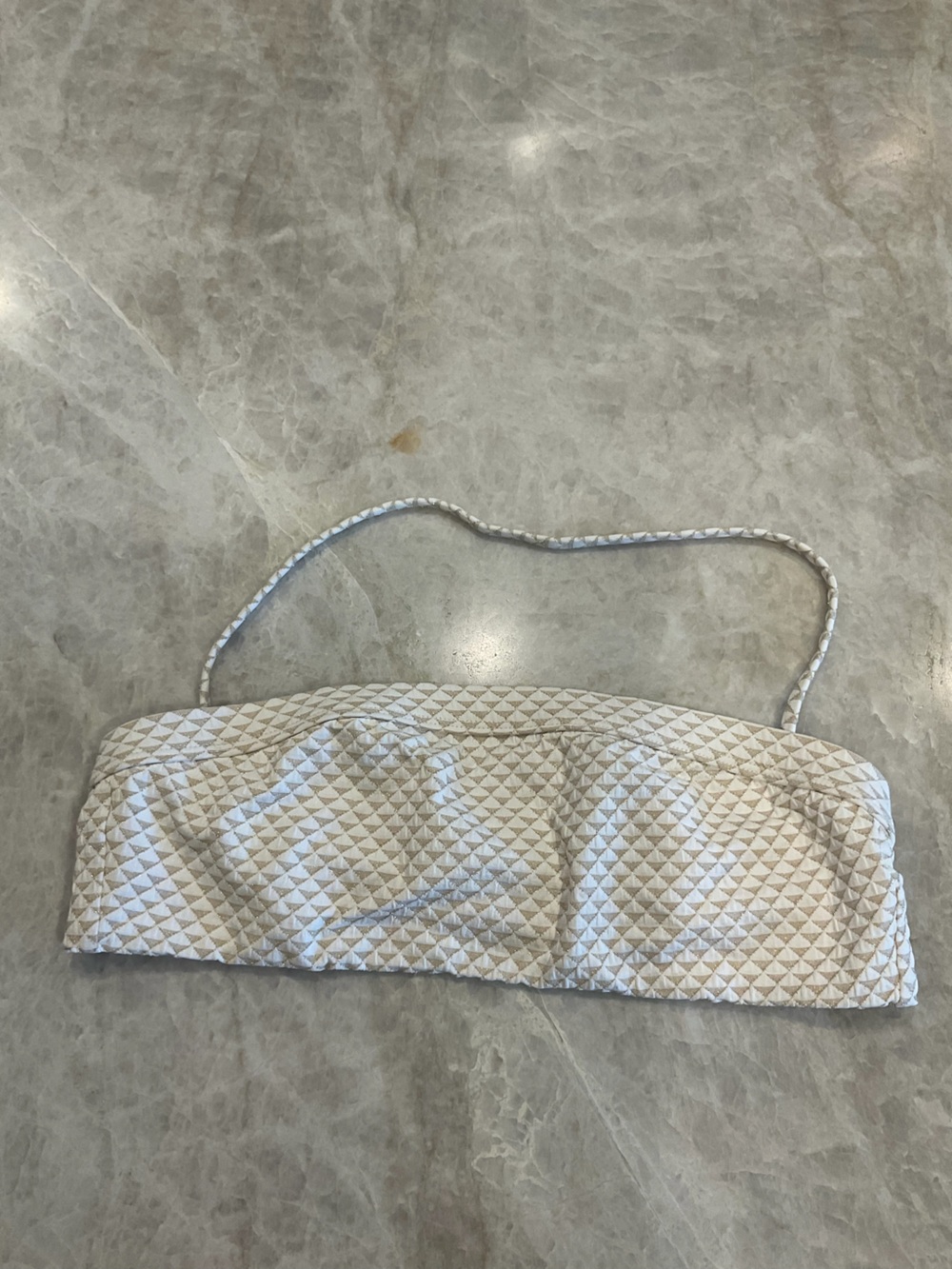 Women’s white & champagne gold Textured Bandeau Swim Top